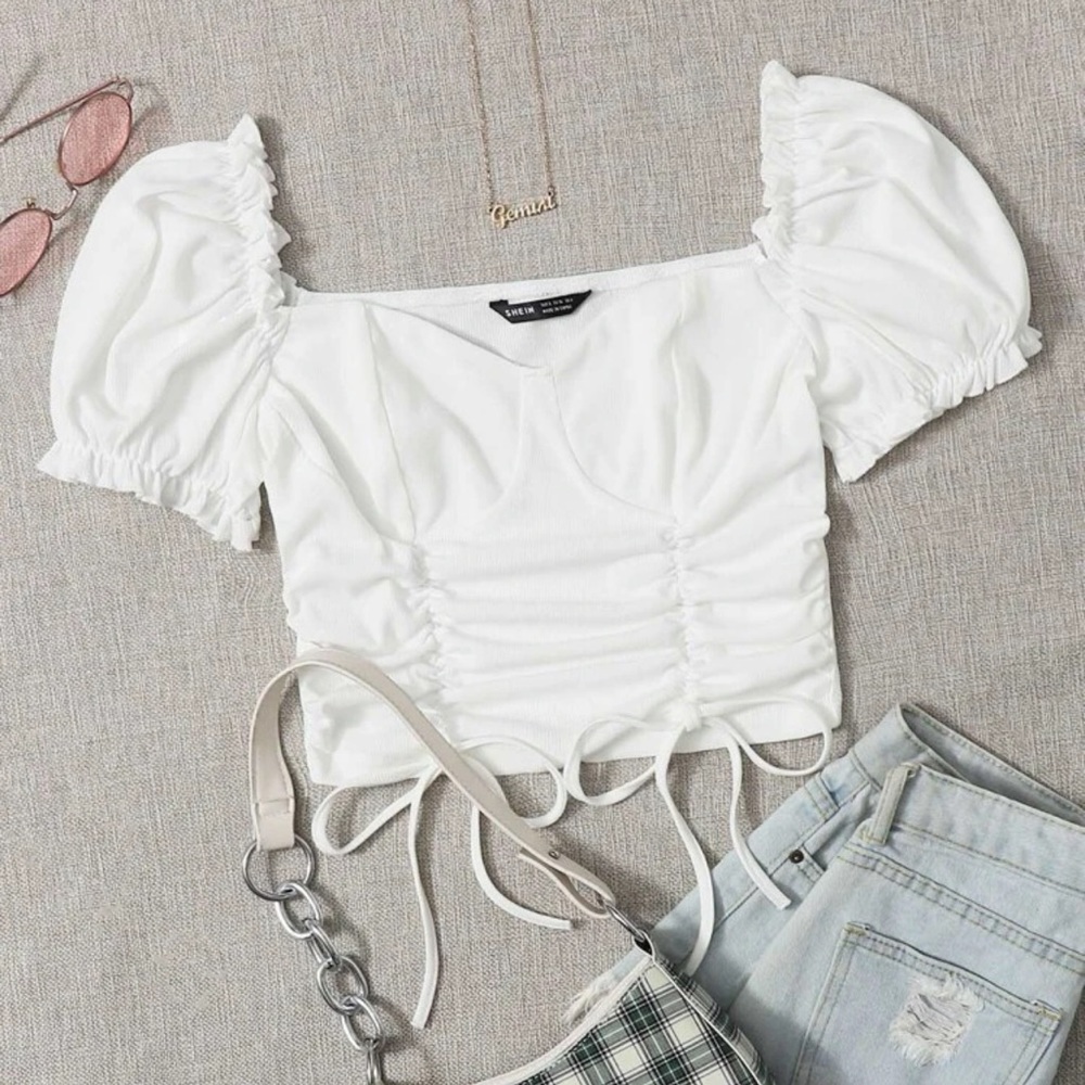 White Puff Sleeve Top